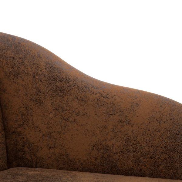 Chaise longue camurça artificial castanho - Image 6