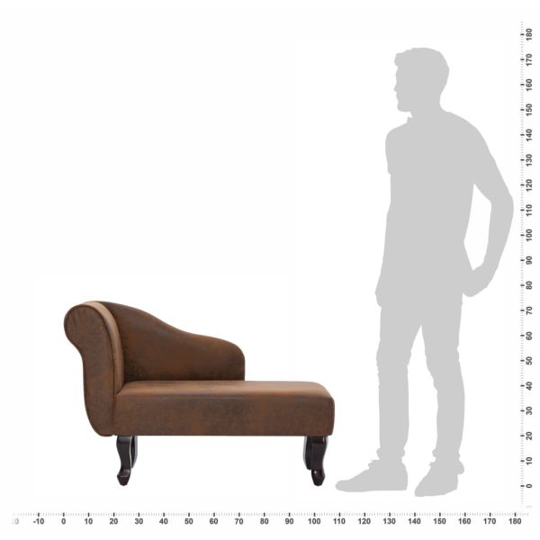 Chaise longue camurça artificial castanho - Image 9