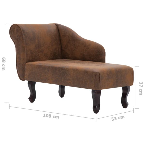 Chaise longue camurça artificial castanho - Image 10