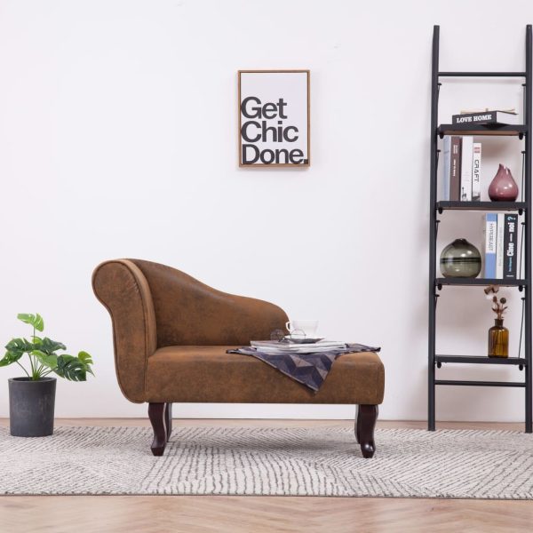 Chaise longue camurça artificial castanho