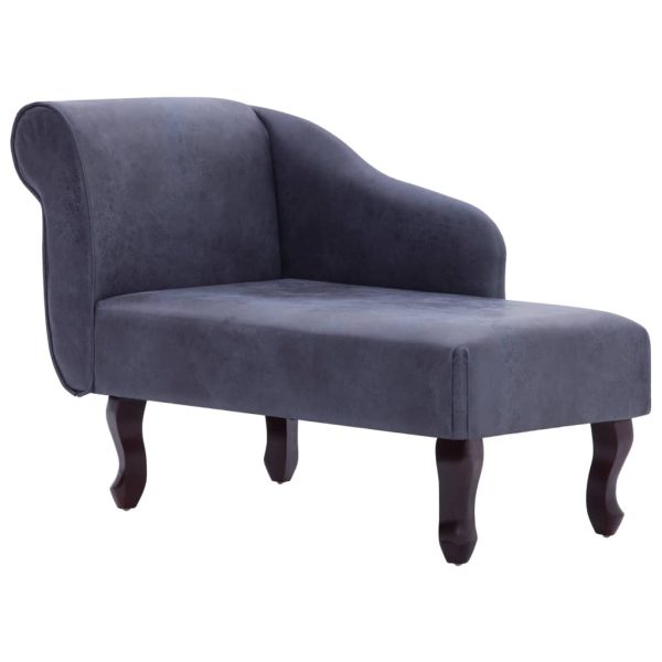Chaise longue camurça artificial cinzento - Image 2