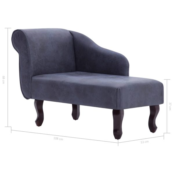 Chaise longue camurça artificial cinzento - Image 9