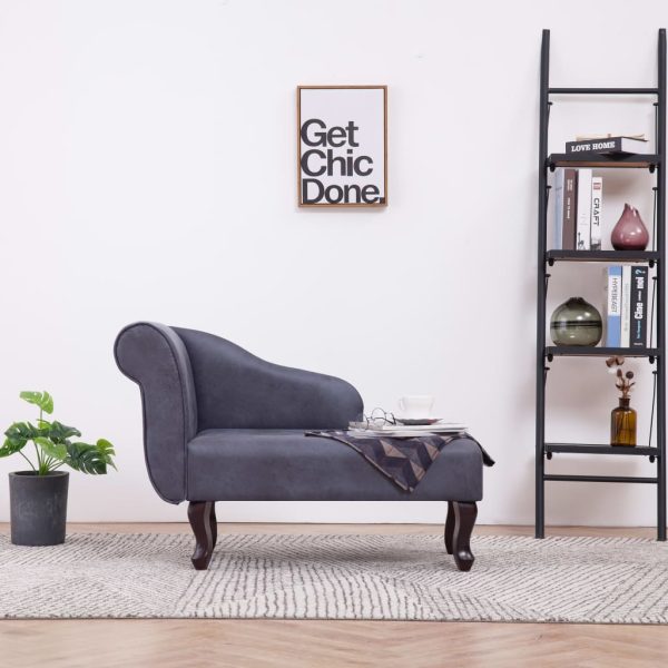 Chaise longue camurça artificial cinzento