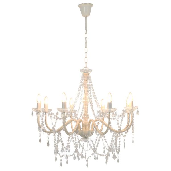 Lustre com contas lâmpadas 8 x E14 branco - Image 2