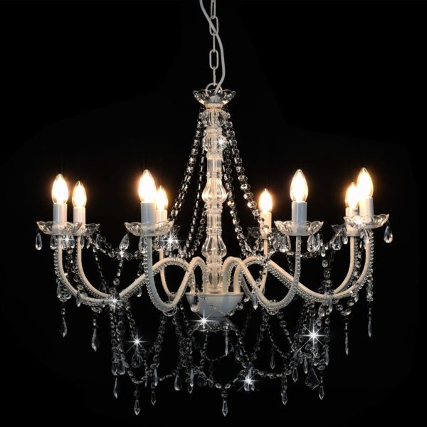 Lustre com contas lâmpadas 8 x E14 branco - Image 3