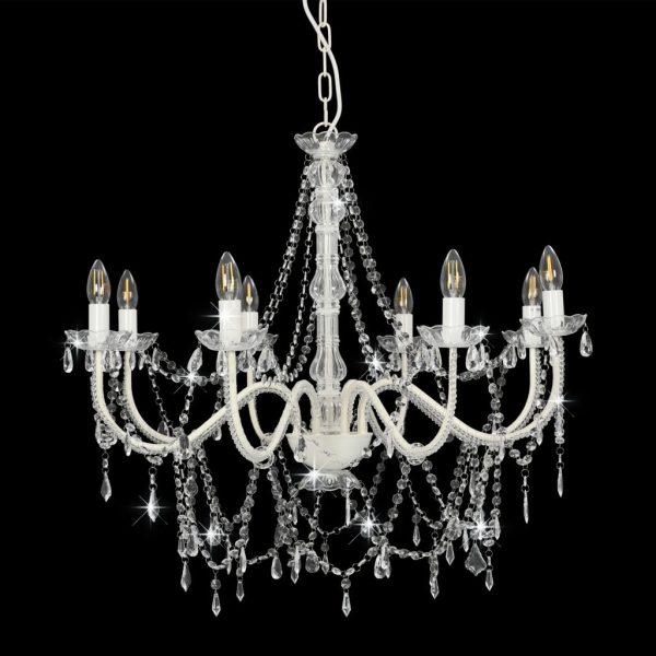 Lustre com contas lâmpadas 8 x E14 branco - Image 4