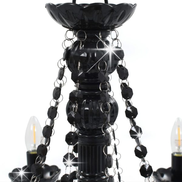 Lustre com contas lâmpadas 8 x E14 preto - Image 5