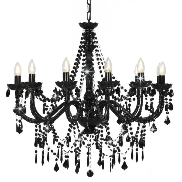 Lustre com contas lâmpadas 12 x E14 preto - Image 2