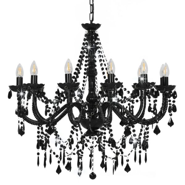 Lustre com contas lâmpadas 12 x E14 preto - Image 3