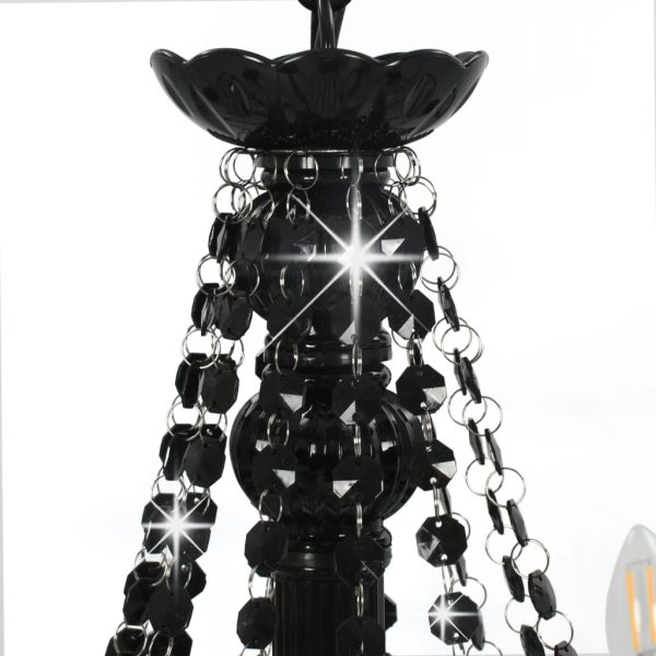 Lustre com contas lâmpadas 12 x E14 preto - Image 5