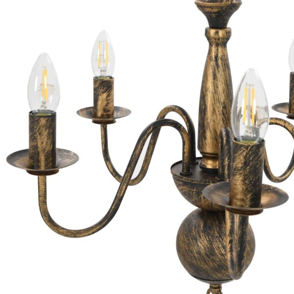 Lustre antigo de 5 lâmpadas E14 preto - Image 4