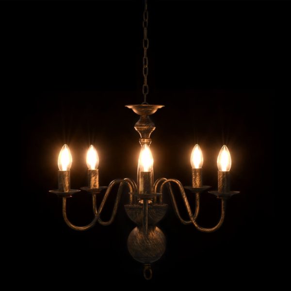 Lustre antigo de 5 lâmpadas E14 preto - Image 5