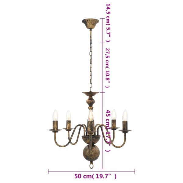 Lustre antigo de 5 lâmpadas E14 preto - Image 6