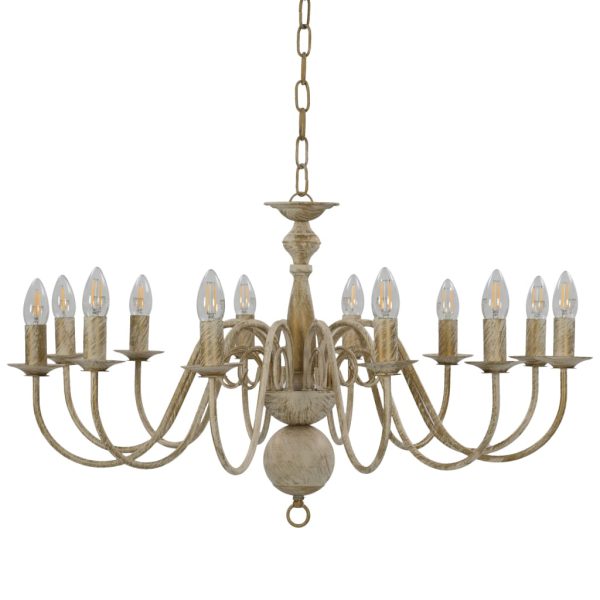 Lustre antigo de 12 lâmpadas E14 branco - Image 2