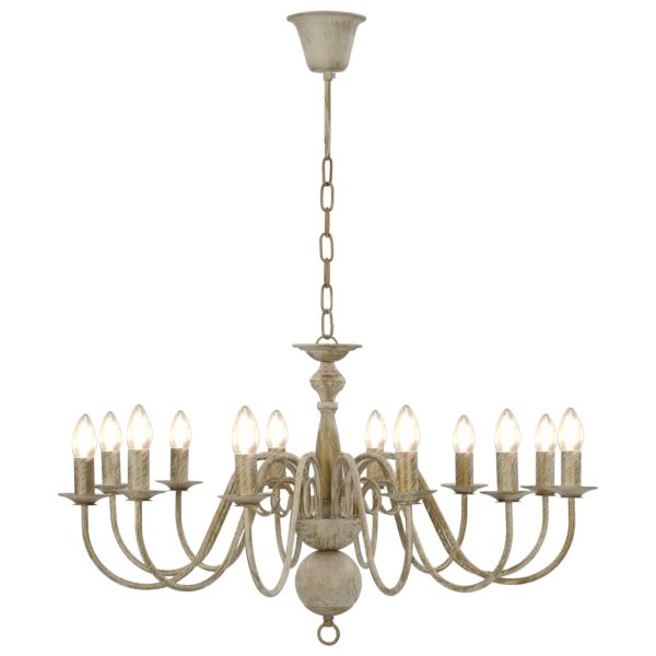 Lustre antigo de 12 lâmpadas E14 branco - Image 4