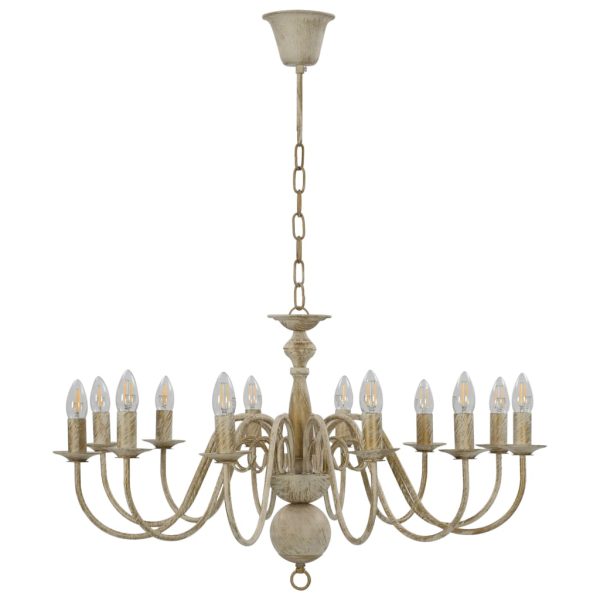 Lustre antigo de 12 lâmpadas E14 branco - Image 5