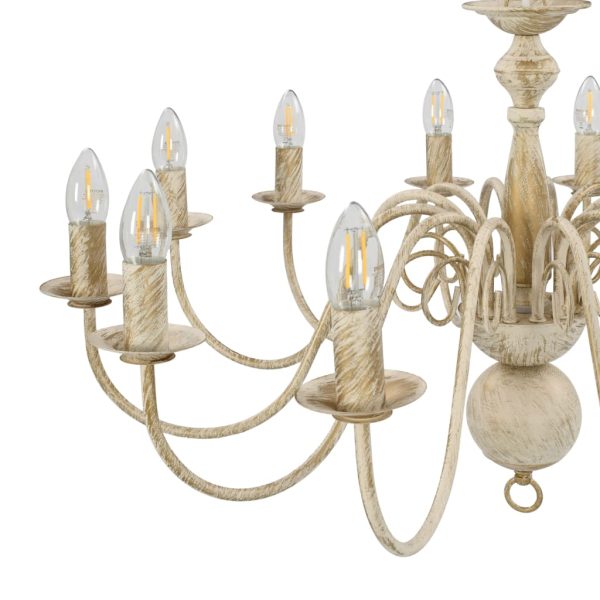 Lustre antigo de 12 lâmpadas E14 branco - Image 7