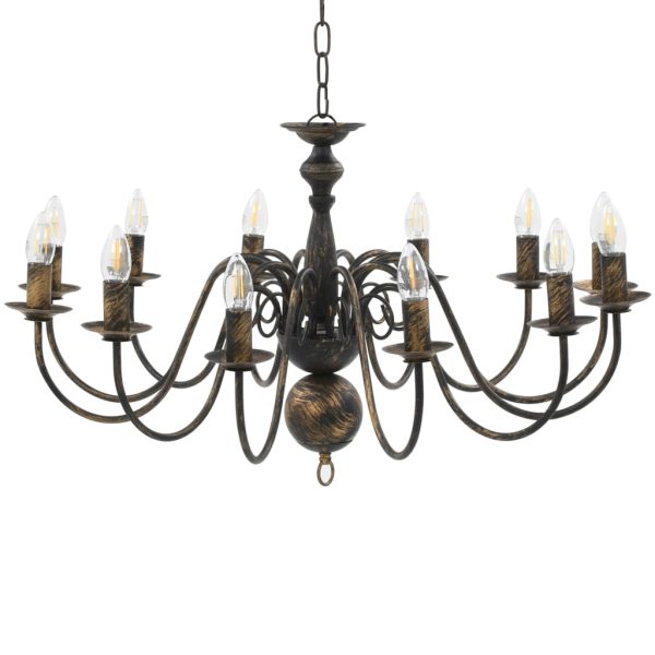 Lustre antigo de 12 lâmpadas E14 preto - Image 2