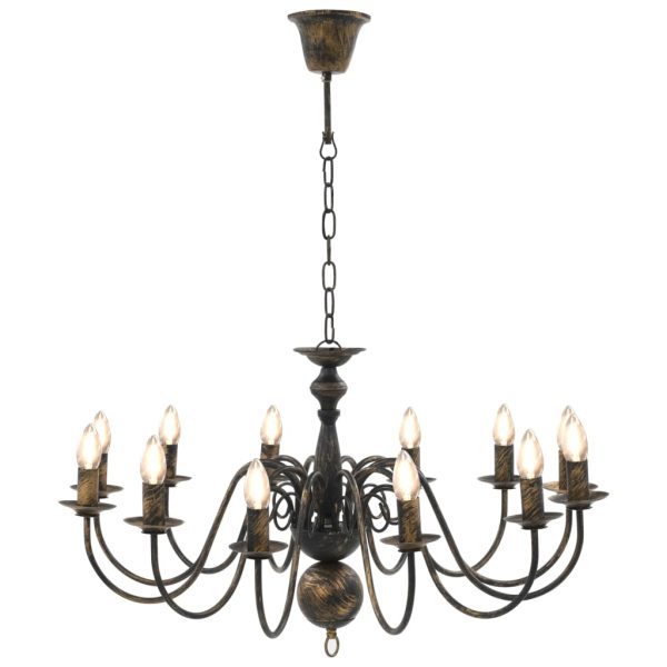 Lustre antigo de 12 lâmpadas E14 preto - Image 3
