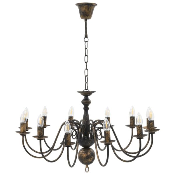 Lustre antigo de 12 lâmpadas E14 preto - Image 4