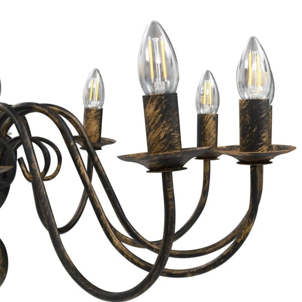 Lustre antigo de 12 lâmpadas E14 preto - Image 6