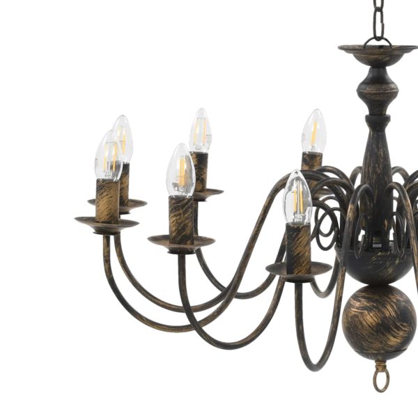 Lustre antigo de 12 lâmpadas E14 preto - Image 7