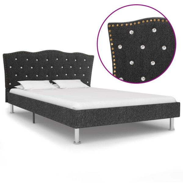 Estrutura de cama em tecido 120x200 cm cinzento-escuro