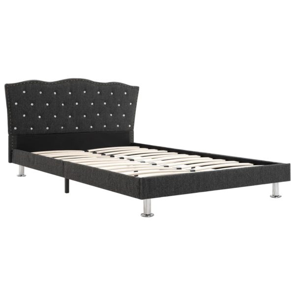 Estrutura de cama em tecido 120x200 cm cinzento-escuro - Image 3