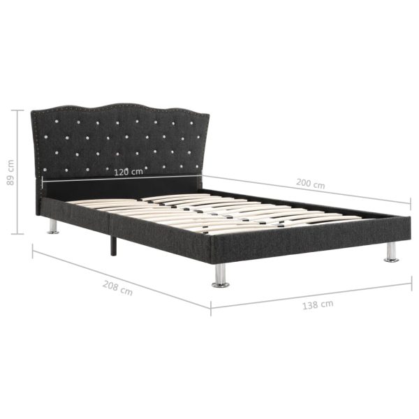 Estrutura de cama em tecido 120x200 cm cinzento-escuro - Image 8