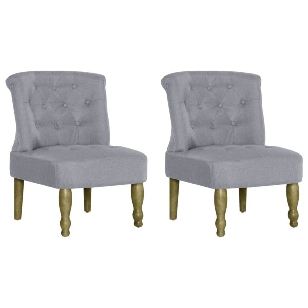 Cadeiras francesas 2 pcs tecido cinzento-claro - Image 2