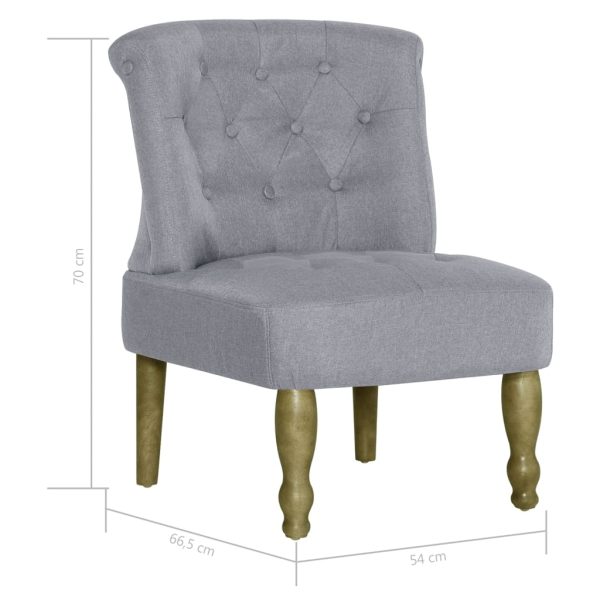 Cadeiras francesas 2 pcs tecido cinzento-claro - Image 9