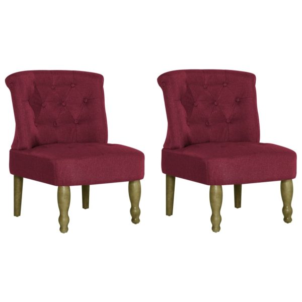 Cadeiras francesas 2 pcs tecido vermelho tinto - Image 2