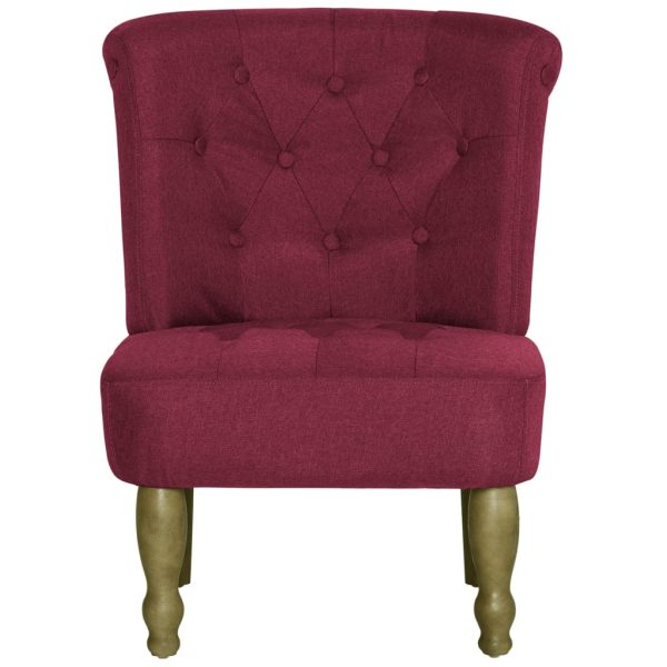 Cadeiras francesas 2 pcs tecido vermelho tinto - Image 4