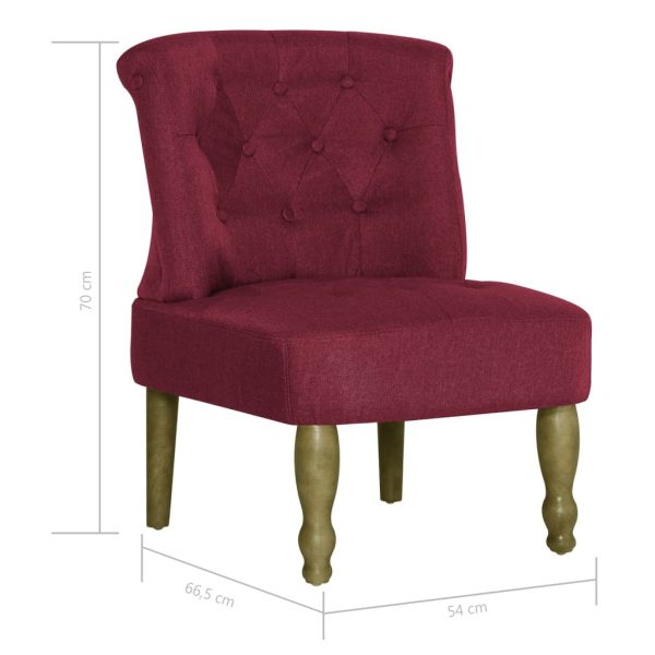 Cadeiras francesas 2 pcs tecido vermelho tinto - Image 9