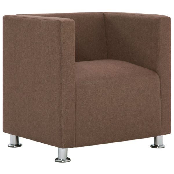 Poltrona em forma de cubo tecido castanho - Image 2