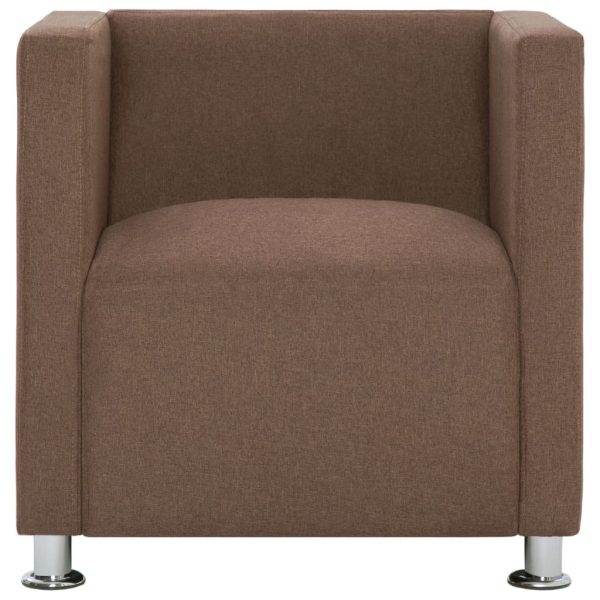 Poltrona em forma de cubo tecido castanho - Image 3