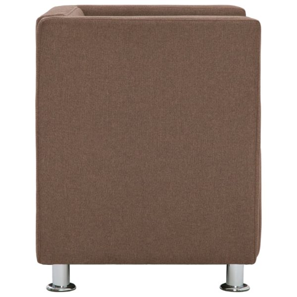 Poltrona em forma de cubo tecido castanho - Image 4