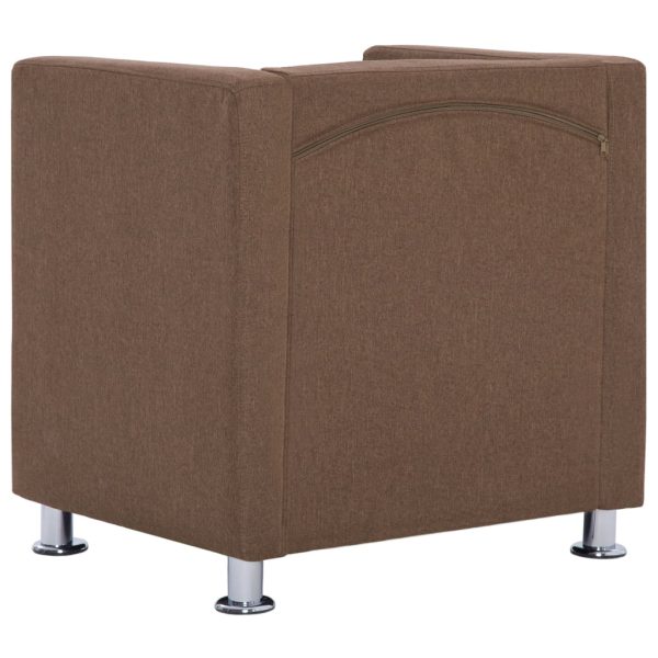 Poltrona em forma de cubo tecido castanho - Image 5