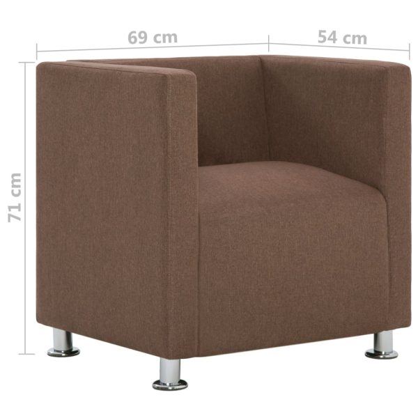 Poltrona em forma de cubo tecido castanho - Image 9