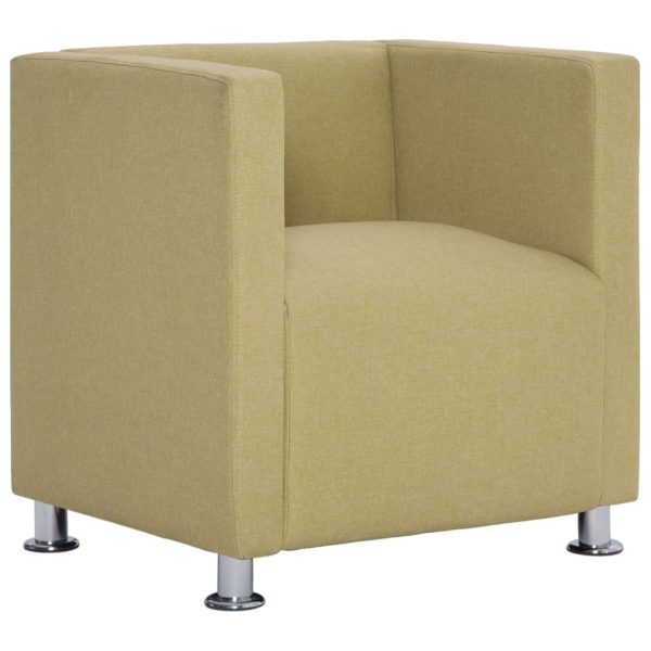 Poltrona em forma de cubo tecido verde - Image 2