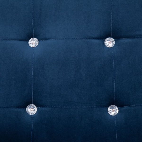 Sofá de 2 lugares com apoio de braços cromado e veludo azul - Image 7