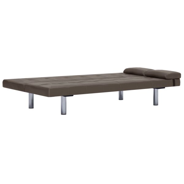 Sofá-cama com 2 almofadas couro artificial castanho - Image 7