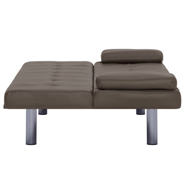 Sofá-cama com 2 almofadas couro artificial castanho - Image 8