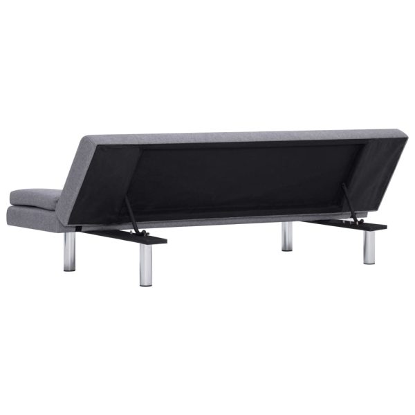 Sofá-cama com duas almofadas poliéster cinzento claro - Image 6