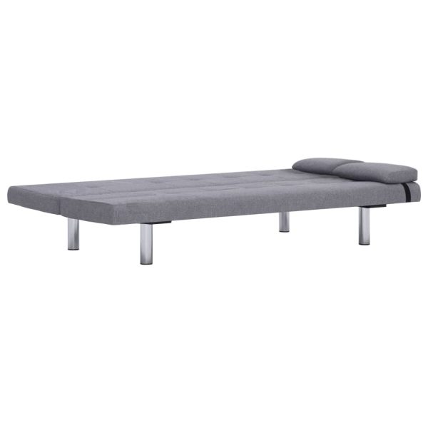 Sofá-cama com duas almofadas poliéster cinzento claro - Image 7