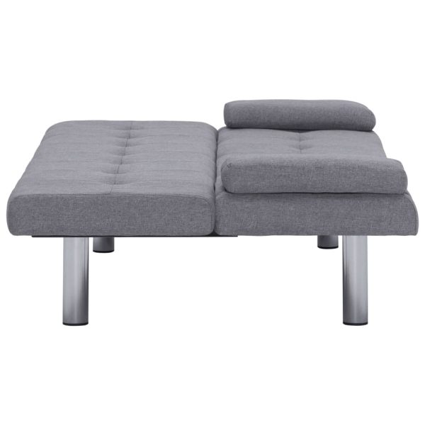 Sofá-cama com duas almofadas poliéster cinzento claro - Image 8