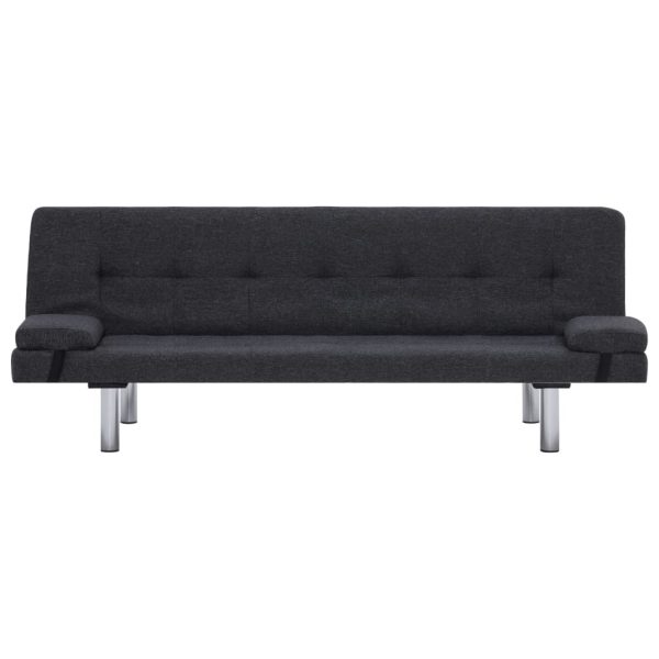 Sofá-cama com duas almofadas poliéster cinzento escuro - Image 5