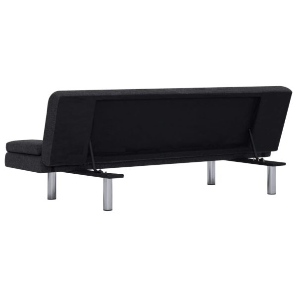 Sofá-cama com duas almofadas poliéster cinzento escuro - Image 6