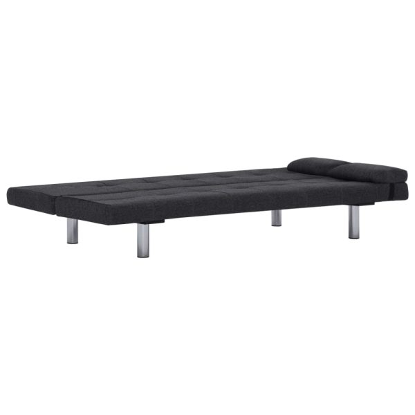Sofá-cama com duas almofadas poliéster cinzento escuro - Image 7