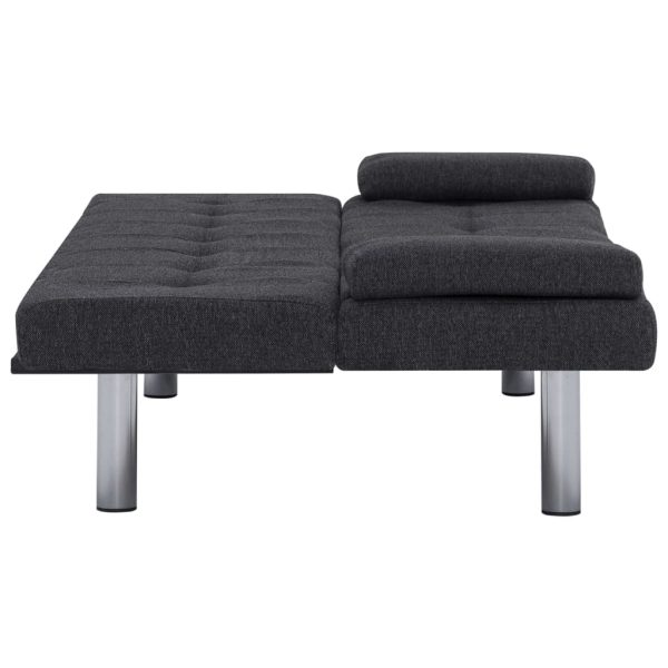 Sofá-cama com duas almofadas poliéster cinzento escuro - Image 8